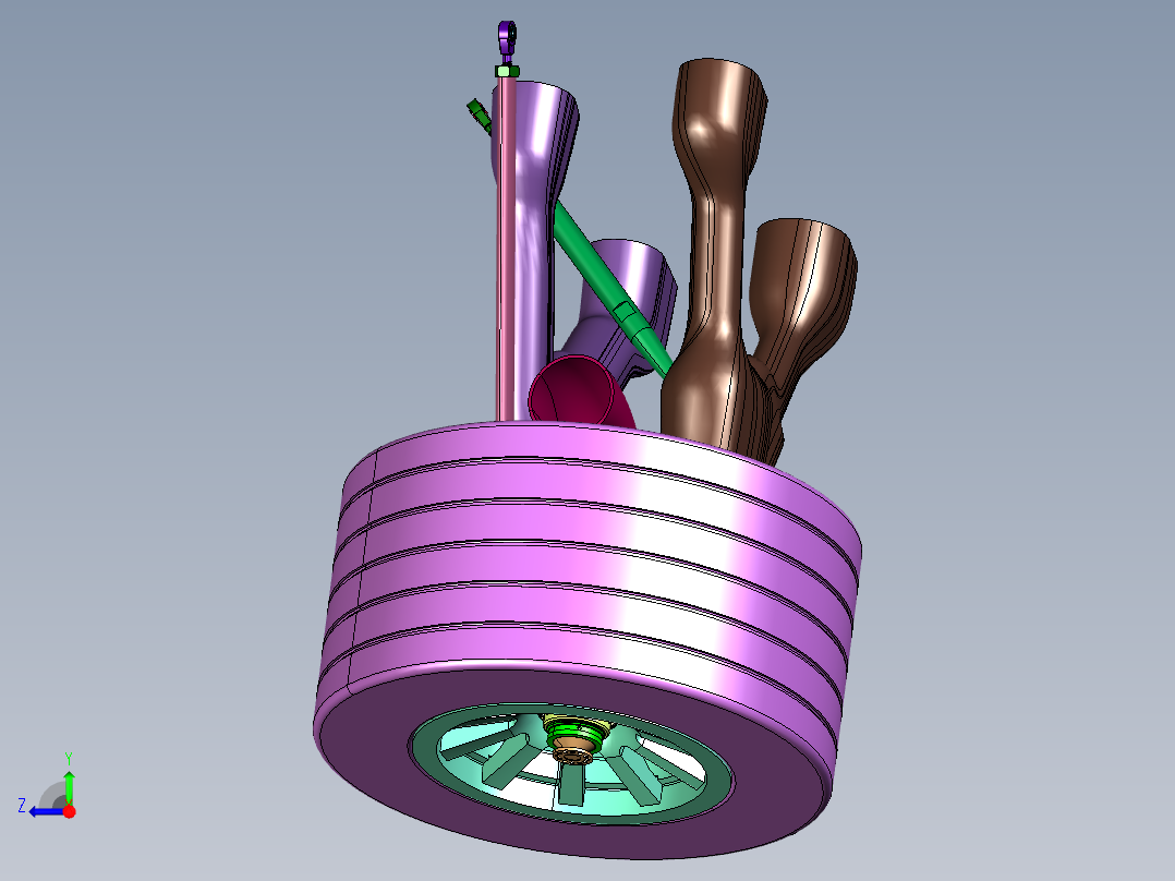 联动调节车轮参数悬架右视图