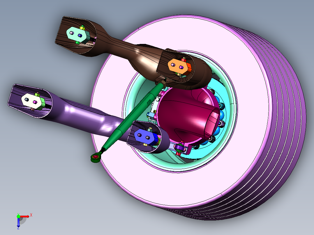 联动调节车轮参数悬架俯视图