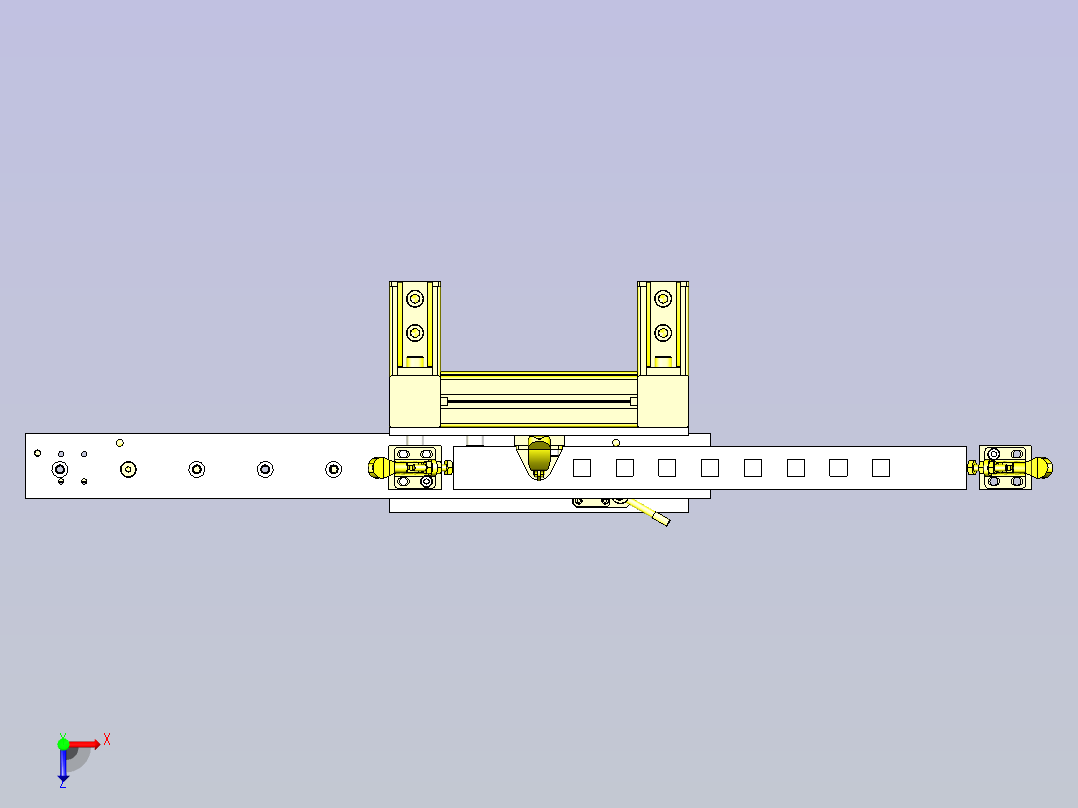 一款长尺寸工件的机械手冲压3D模型俯视图