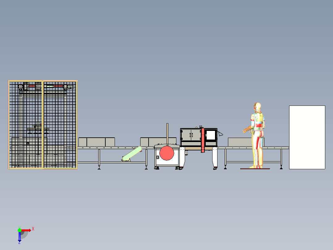 封箱打包码垛流水线3D图纸H198 非标自动化设备3D图纸3D模型俯视图