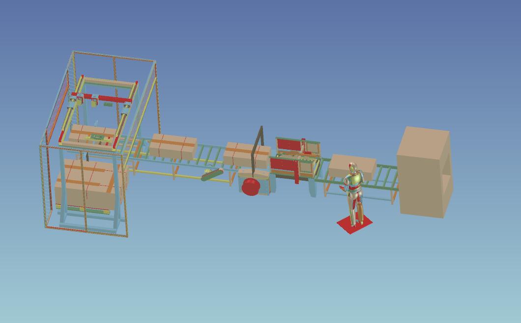 封箱打包码垛流水线3D图纸H198 非标自动化设备3D图纸3D模型