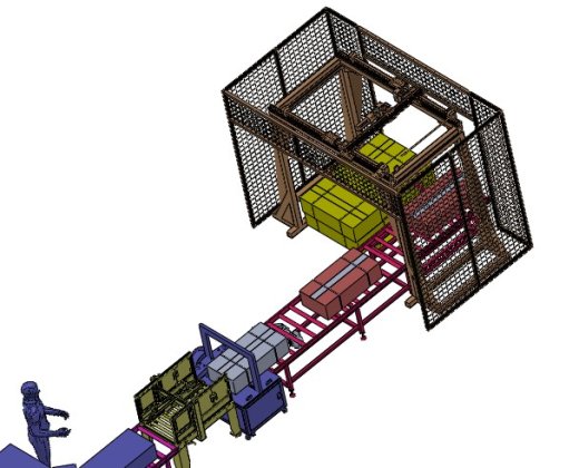 封箱打包码垛流水线3D图纸H198 非标自动化设备3D图纸3D模型缩略图