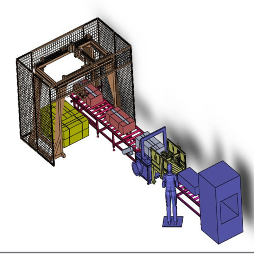 封箱打包码垛流水线3D图纸H198 非标自动化设备3D图纸3D模型缩略图