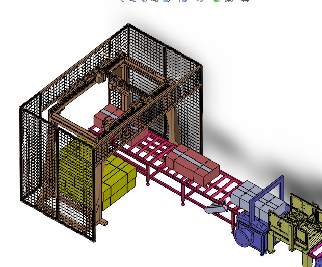 封箱打包码垛流水线3D图纸H198 非标自动化设备3D图纸3D模型