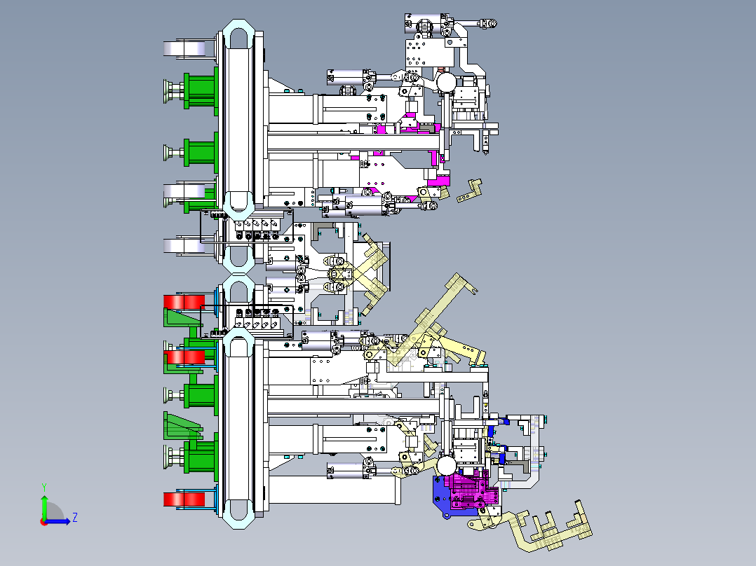 汽车前纵梁连接板总成焊接夹具设计左视图
