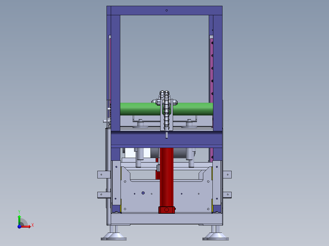 T899 滚道输送线带升降机A前视图