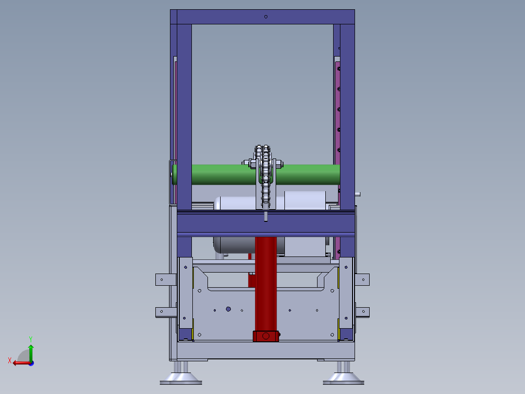 T899 滚道输送线带升降机A后视图