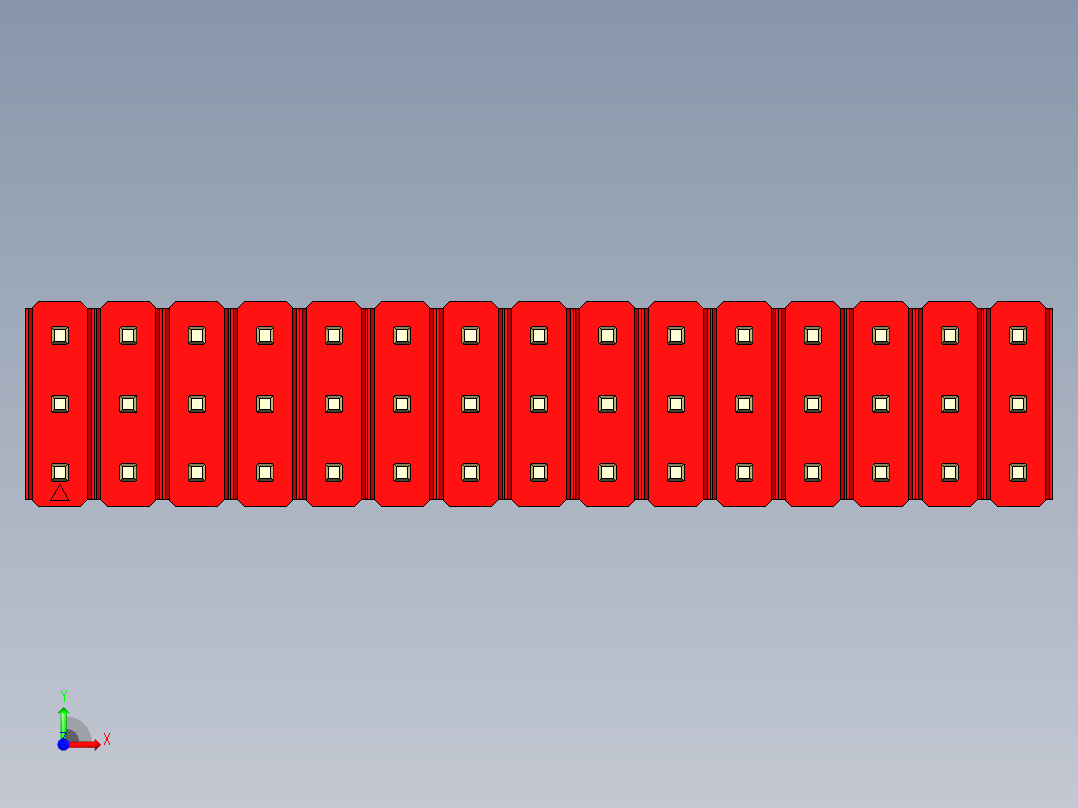 彩色公头100mil（2.54mm）系列-DS1021_red_3x15p_100mil_Type19_rev1.0前视图