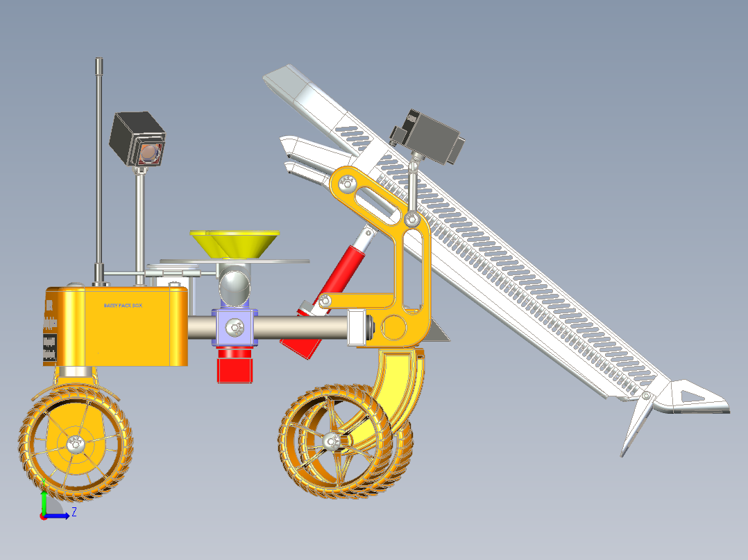 月球采样系统三维小车模型左视图