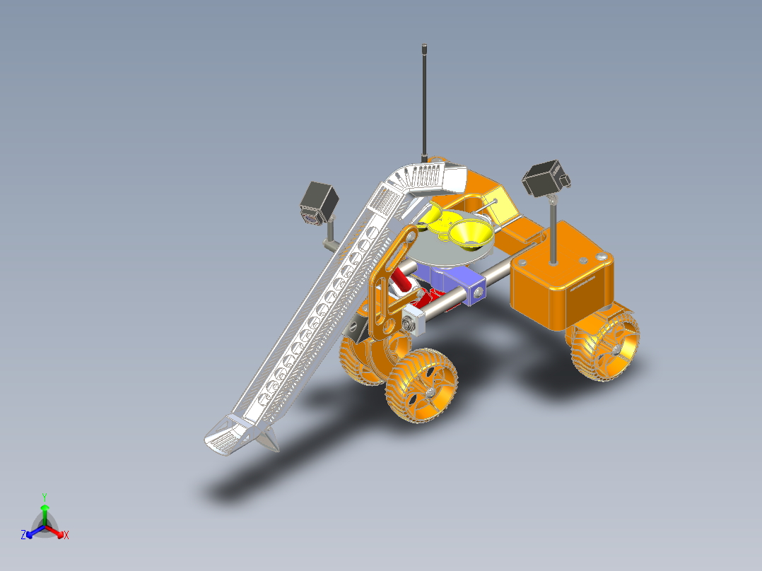 月球采样系统三维小车模型正等轴测图