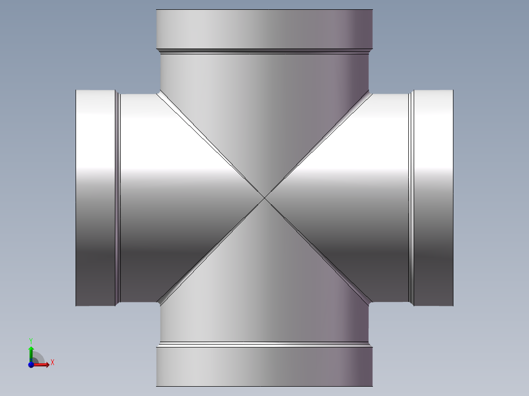 四通-等径内丝 DN40前视图