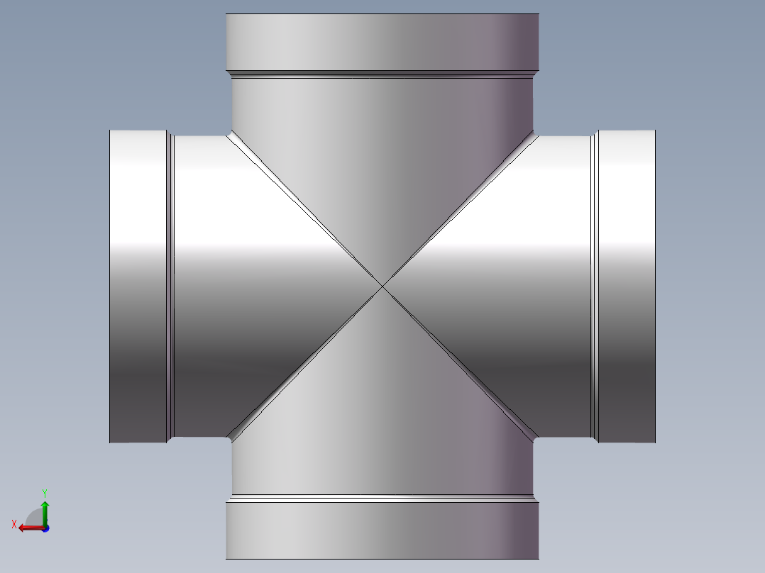 四通-等径内丝 DN40后视图