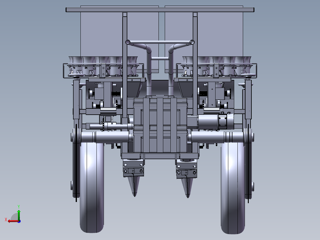 移栽机总装模型和二维后视图