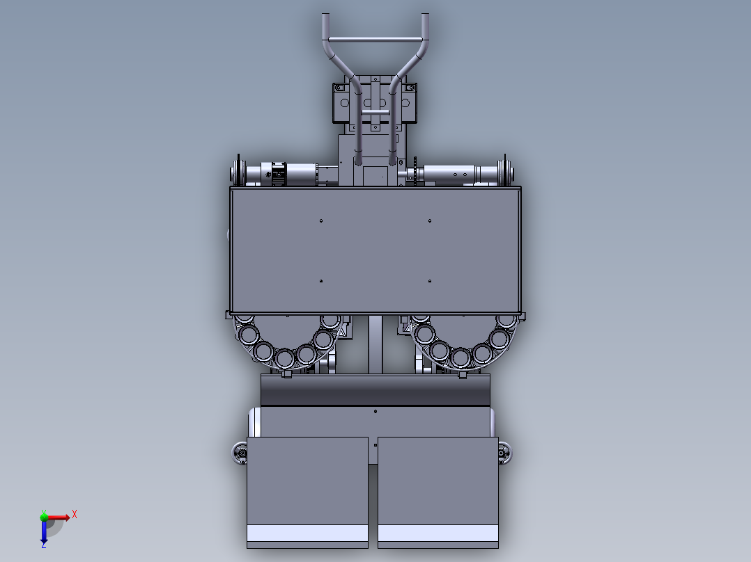 移栽机总装模型和二维俯视图