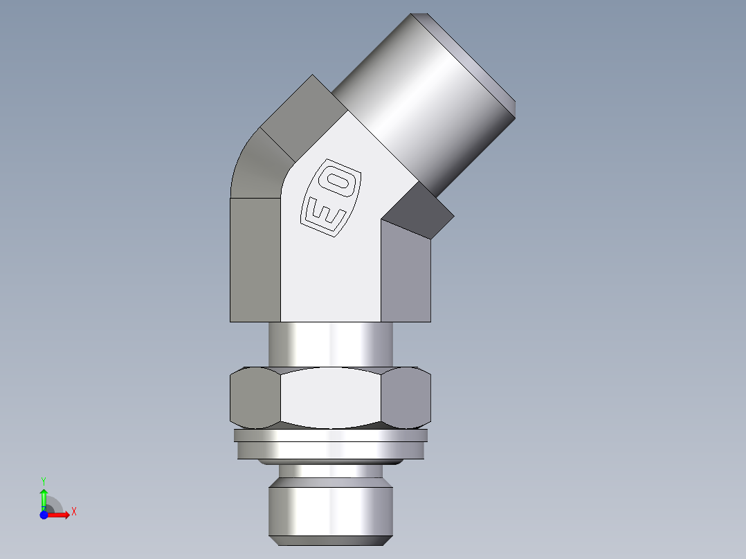 卡套式工业通用硬管接头EO_Adjustable_locknut_45_deg_elbow_VEE06LMOMDCF前视图