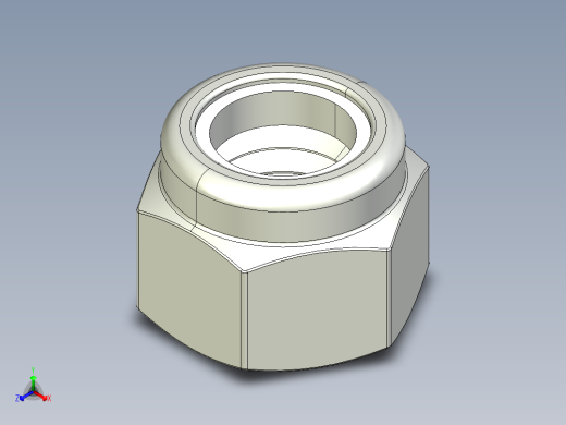 紧固件-STEP 0.3750 Lock Nut正等轴测缩略图