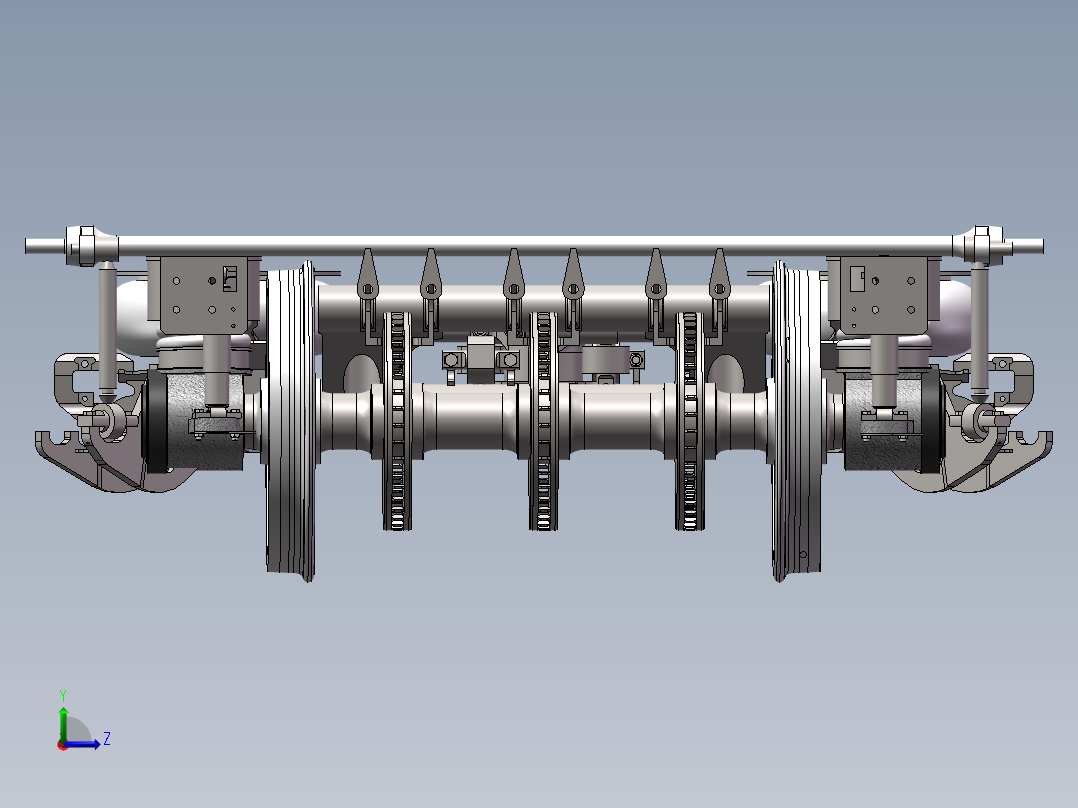 CRH380转向架 动车组转向架三维实体仿真设计左视图