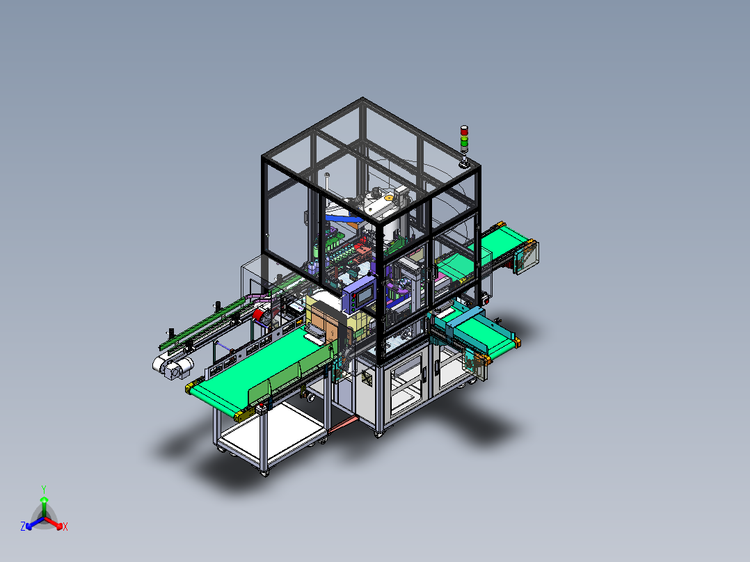 药水瓶自动开箱装箱设备（含DFM,BOM）sw17可编辑正等轴测图