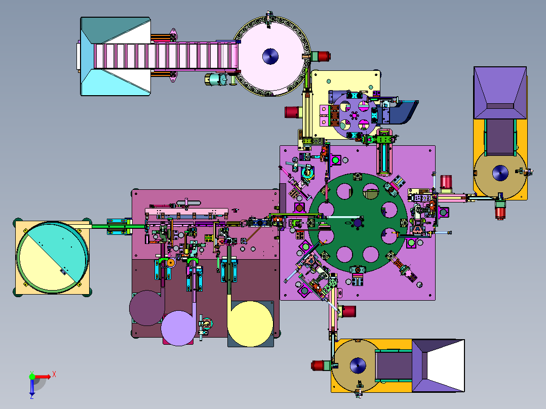 花洒式喷头自动组装机俯视图