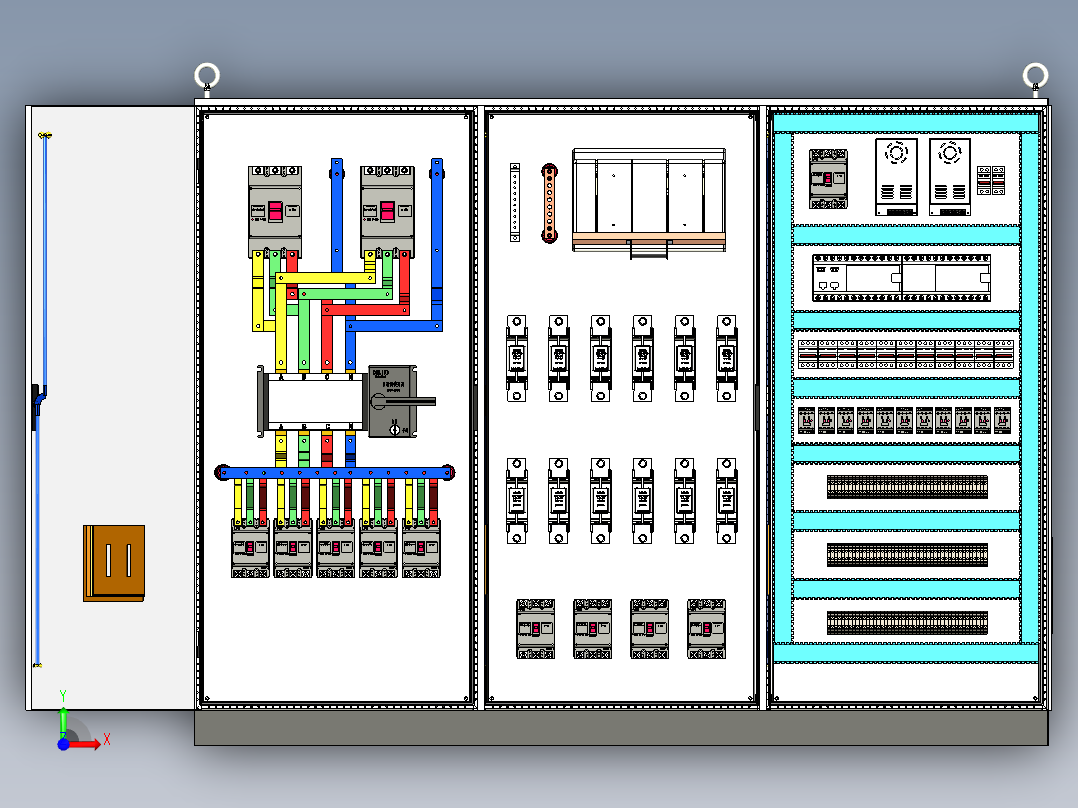 三柜组装双电源刀开关plc控制柜（不带延时） 55775前视图