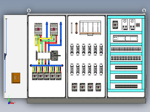 三柜组装双电源刀开关plc控制柜（不带延时） 55775前视缩略图