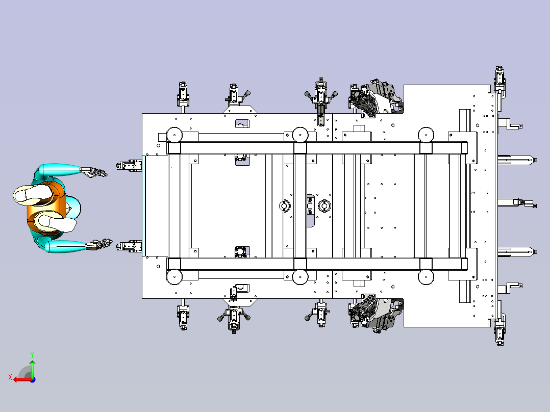 一款车顶点焊夹具后视图