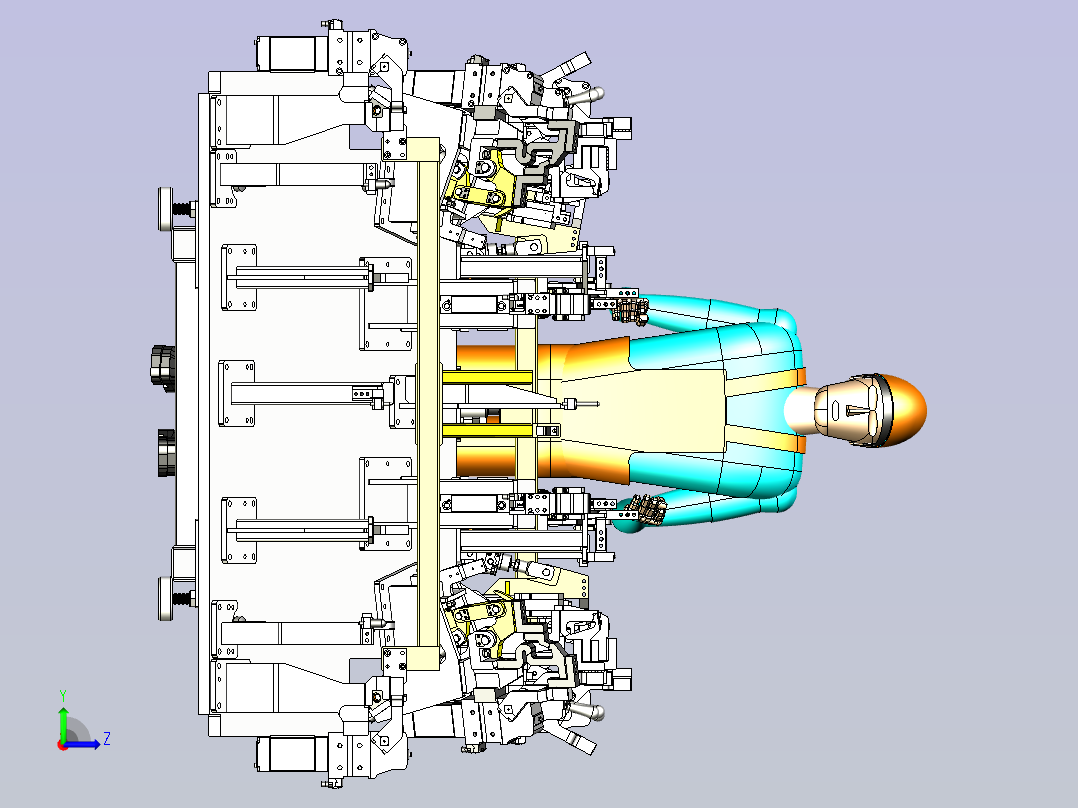 一款车顶点焊夹具左视图