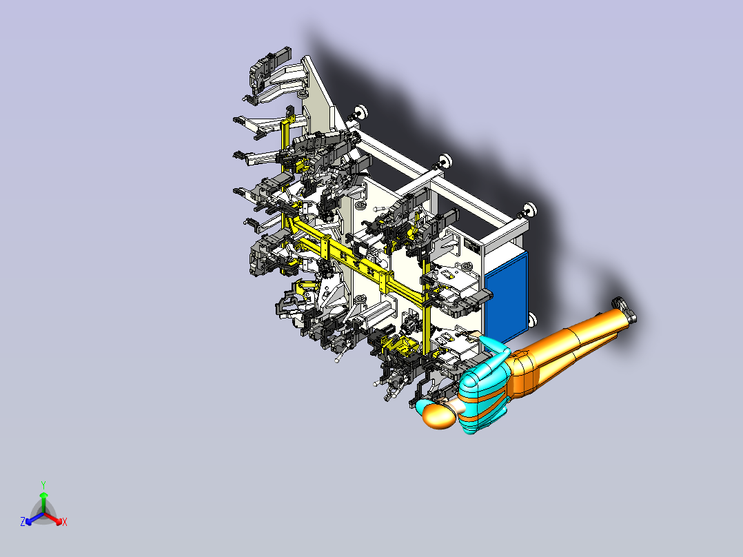 一款车顶点焊夹具正等轴测图