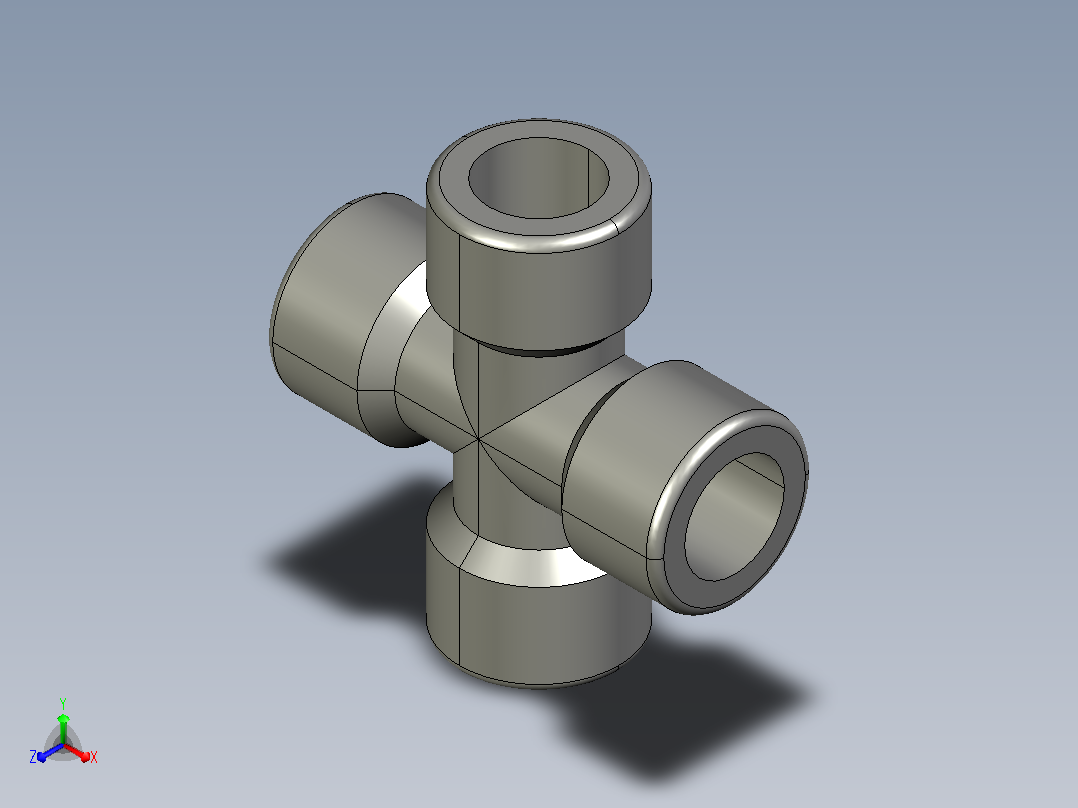 承插四通[3000LB SCH80,6mm]正等轴测图