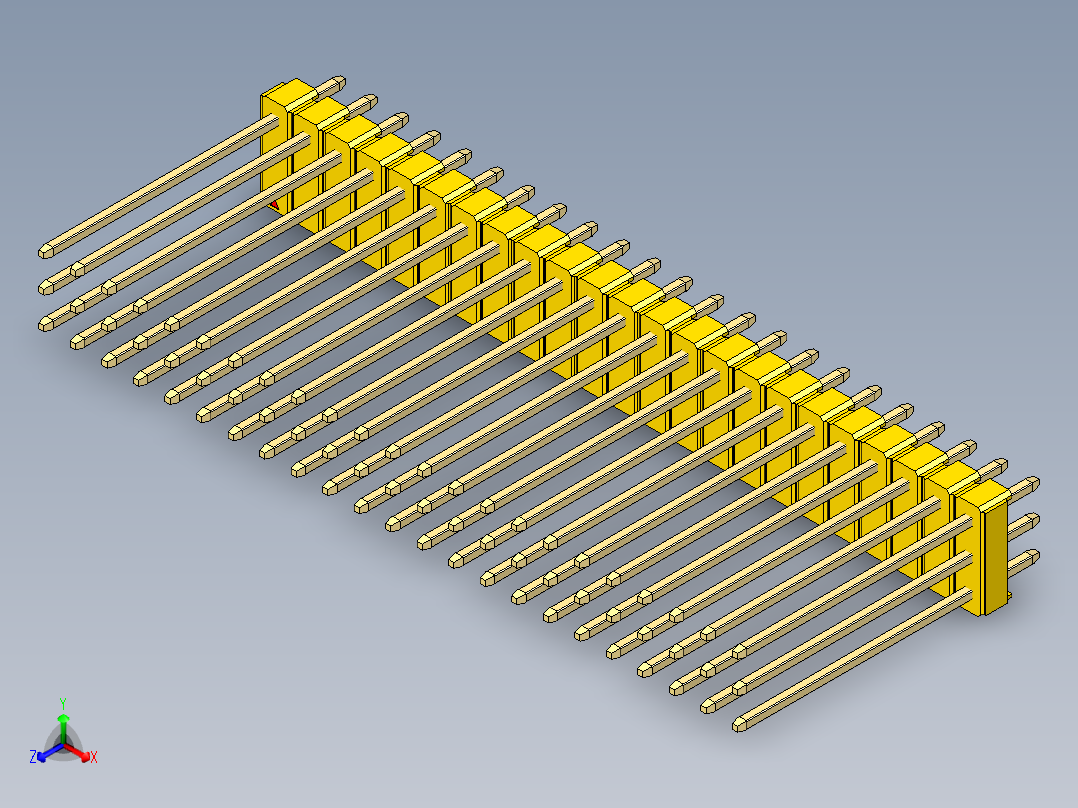 彩色公头100mil（2.54mm）系列-DS1021_yellow_3x23p_100mil_Type19_rev1.0主视图