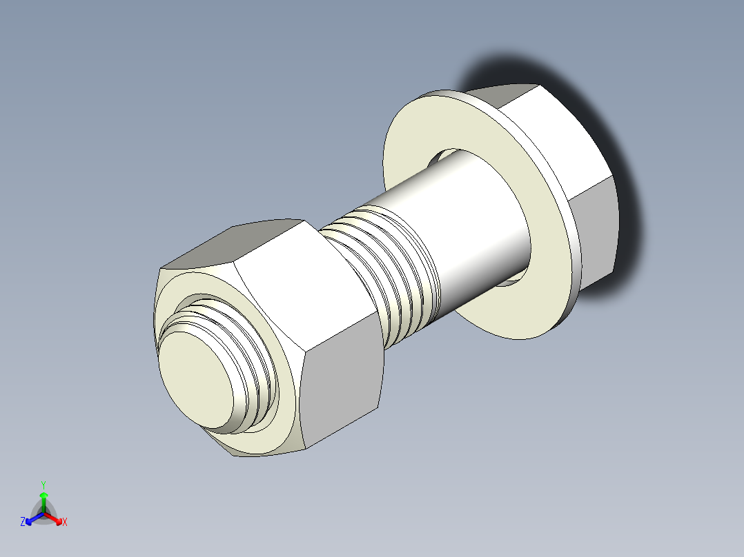 螺栓和螺母-M20 X 2.25正等轴测图
