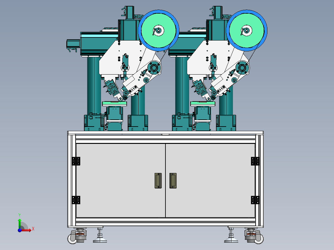 双工位贴胶带设备sw18前视图
