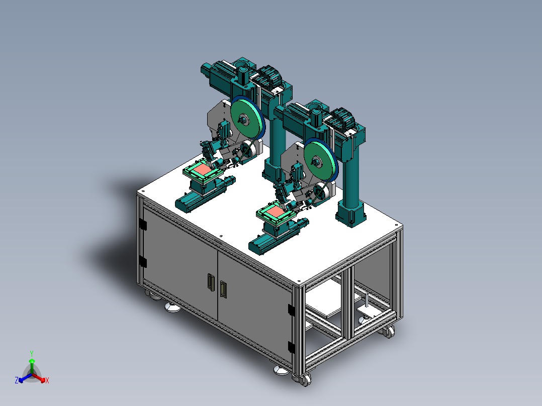 双工位贴胶带设备sw18正等轴测图