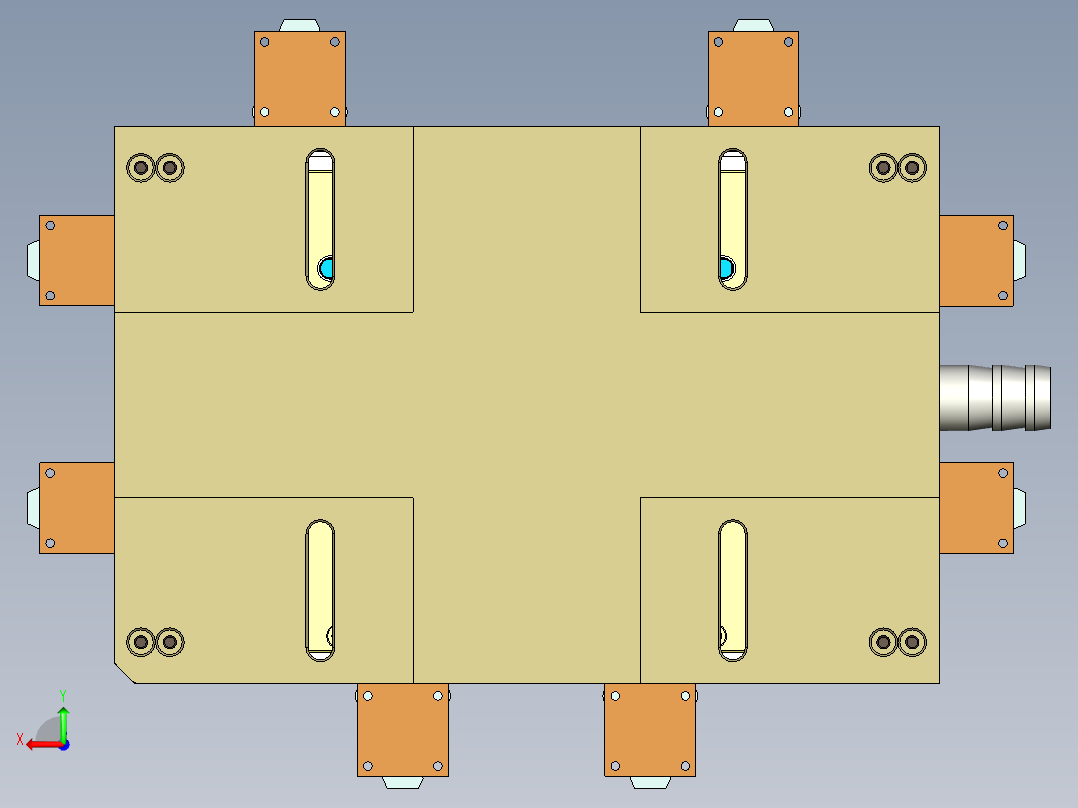 电脑外壳粗铣去残胶治具模型后视图