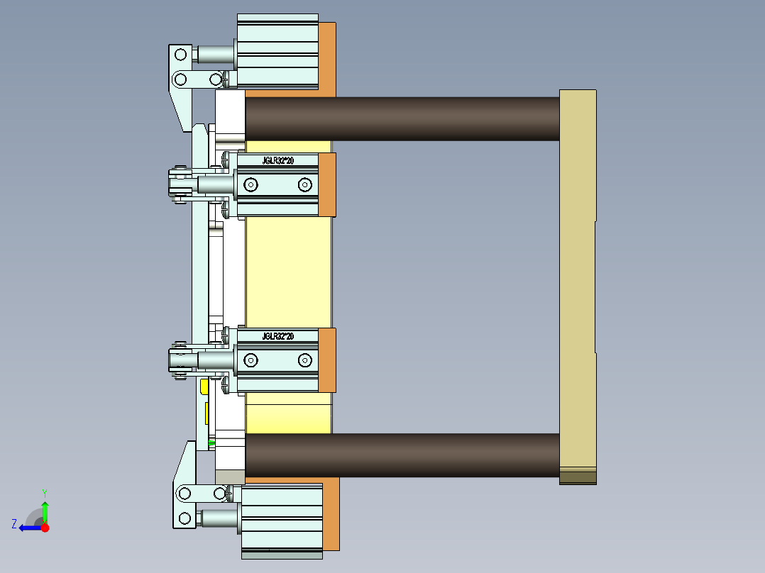 电脑外壳粗铣去残胶治具模型右视图
