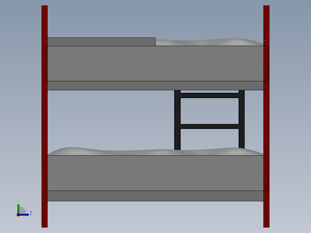 上下床铺铺位设计左视图