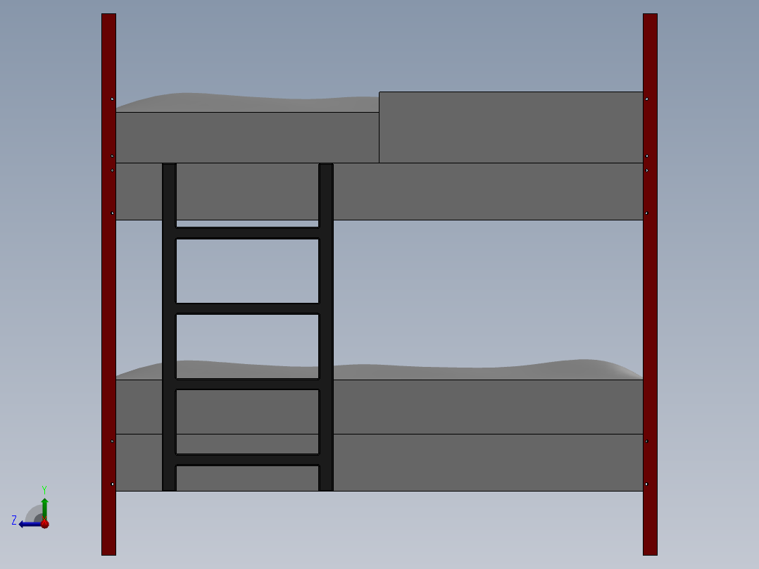 上下床铺铺位设计右视图