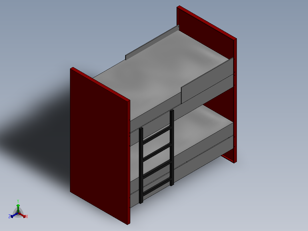 上下床铺铺位设计正等轴测图