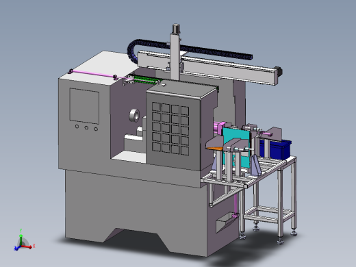 CNC数控车床自动上下料机械手设备3D图纸 Solidworks设计