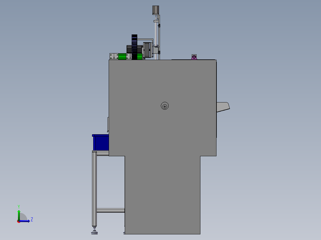 CNC数控车床自动上下料机械手设备3D图纸 Solidworks设计左视图