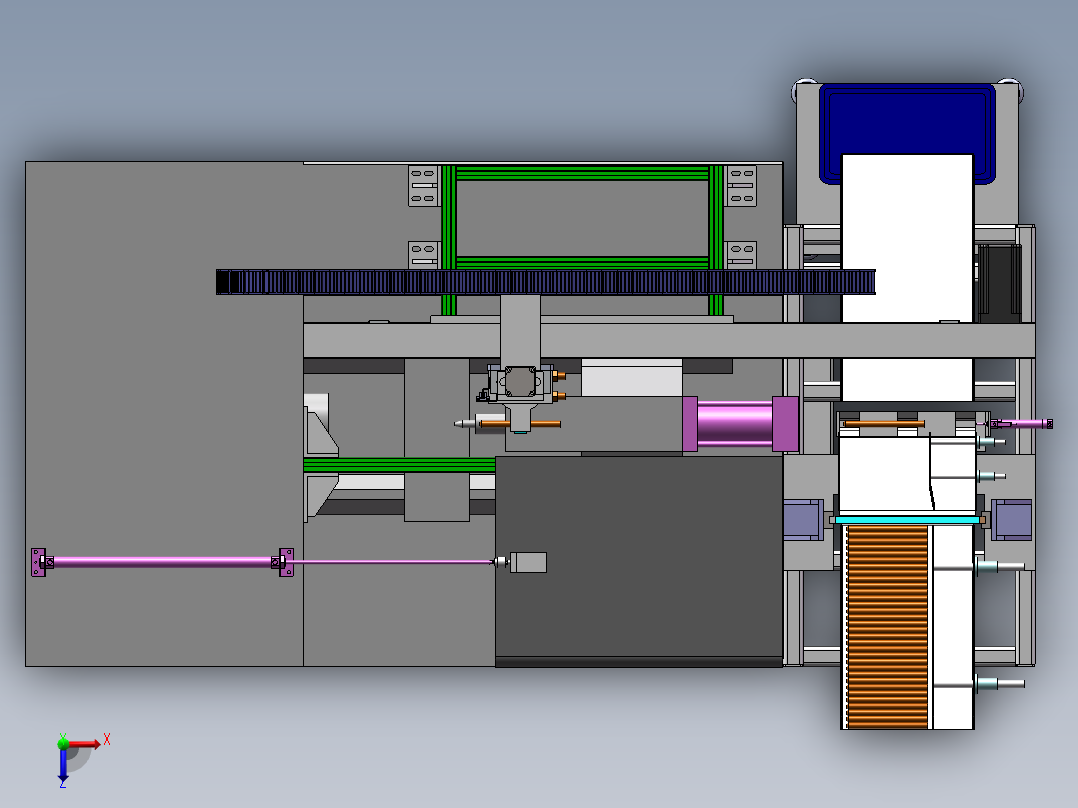 CNC数控车床自动上下料机械手设备3D图纸 Solidworks设计俯视图