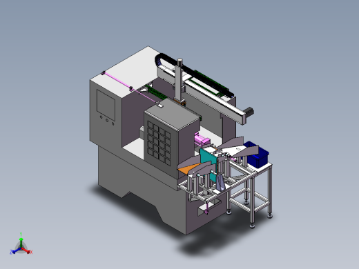 CNC数控车床自动上下料机械手设备3D图纸 Solidworks设计正等轴测缩略图