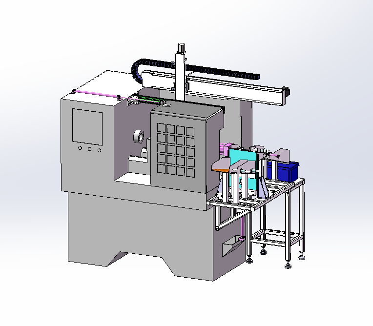 CNC数控车床自动上下料机械手设备3D图纸 Solidworks设计