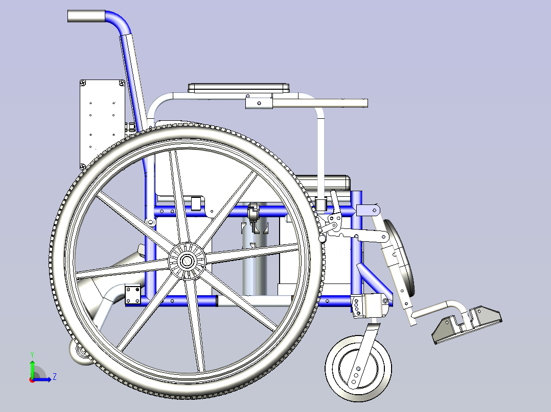 医疗电动轮椅模型3D图纸三维建模左视图