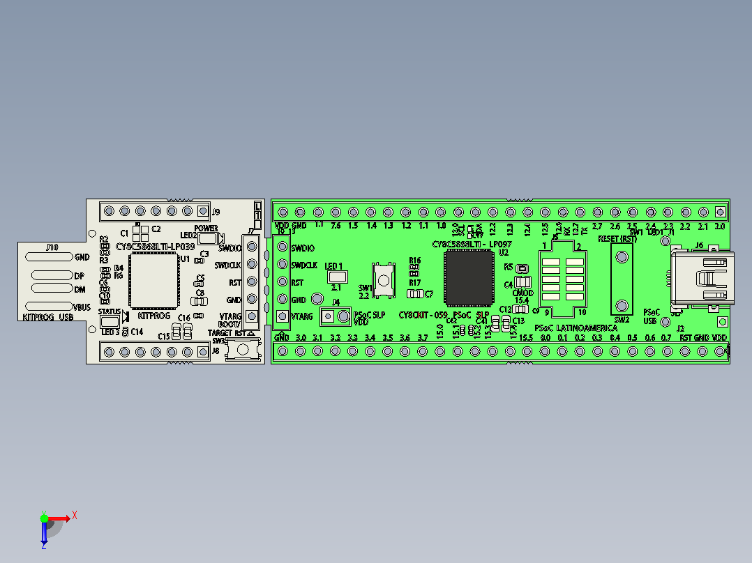 CY8CKIT-059 PSOC 5LP原型套件俯视图