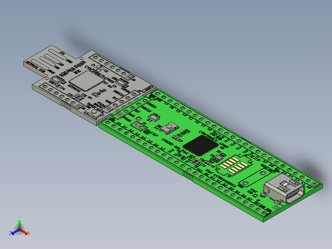 CY8CKIT-059 PSOC 5LP原型套件正等轴测图