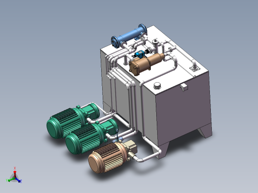 液压设备3d图纸 液压站 自动化SolidWorks三维模型3d液压机