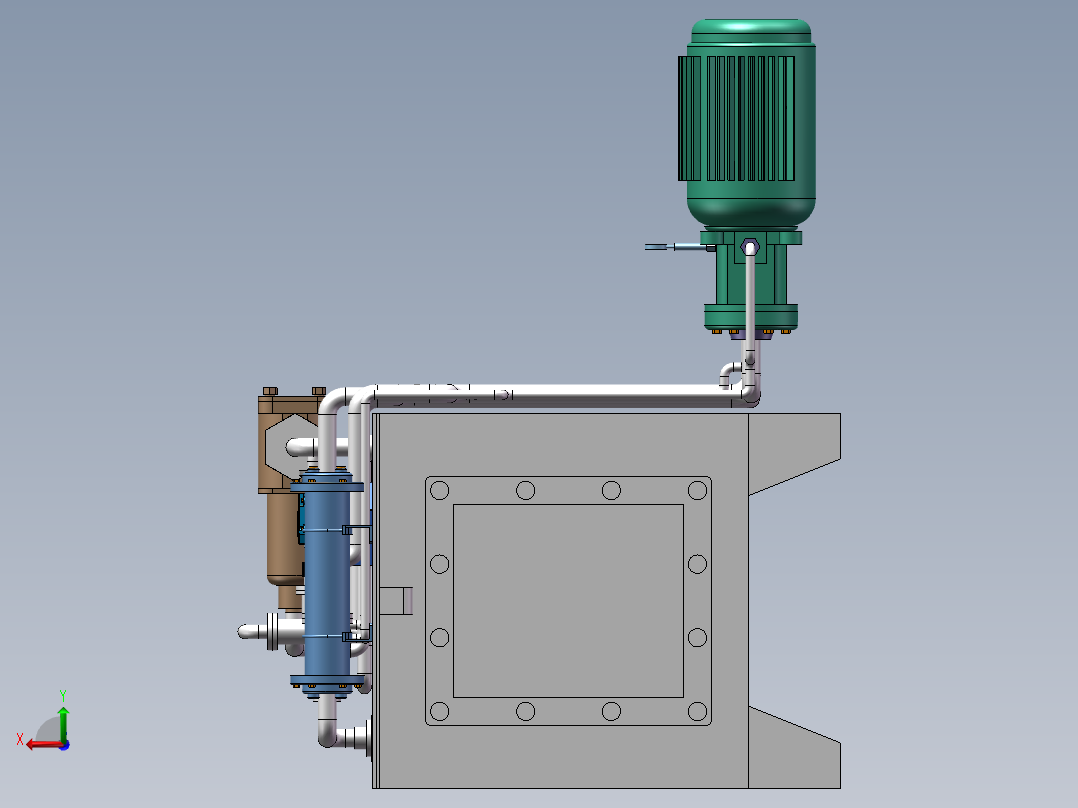 液压设备3d图纸 液压站 自动化SolidWorks三维模型3d液压机后视图