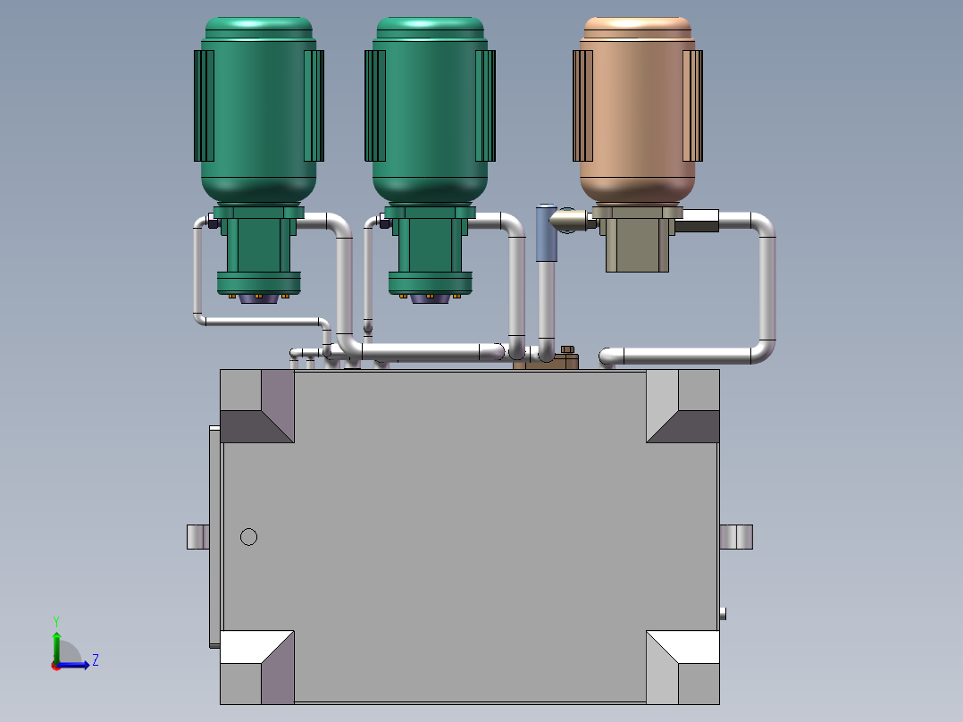 液压设备3d图纸 液压站 自动化SolidWorks三维模型3d液压机左视图