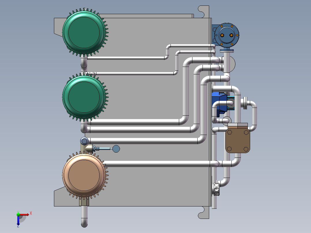 液压设备3d图纸 液压站 自动化SolidWorks三维模型3d液压机俯视图